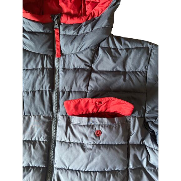Columbia Men’s Lightweight Puffer Jacket Size M | Navy Red Hooded Insulated Coat - Picture 6 of 12